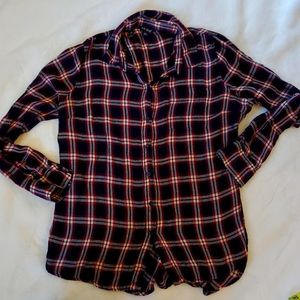 Lucky Brand women's plaid button up long shirt